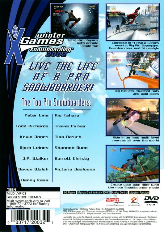 ESPN X Games d'hiver snowboard 2002